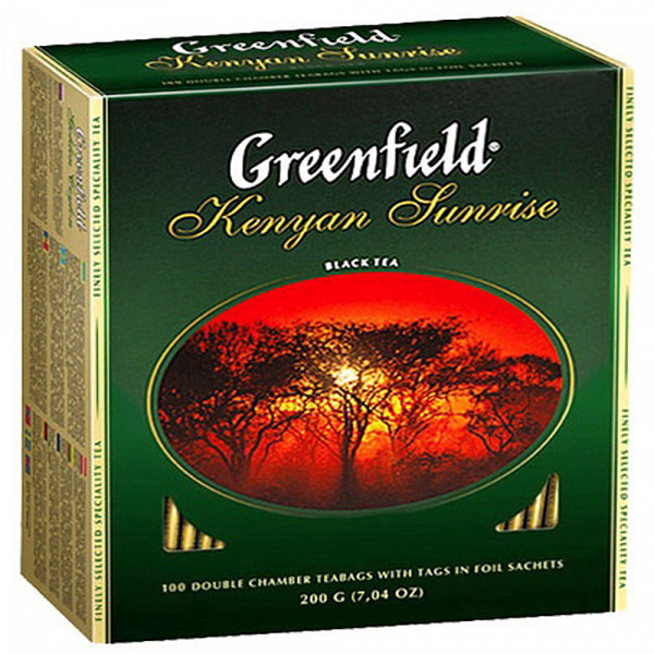 Чай черный Greenfield Kenyan Sunrise 100 пакетиков фото в онлайн-магазине Kofe-Da.ru